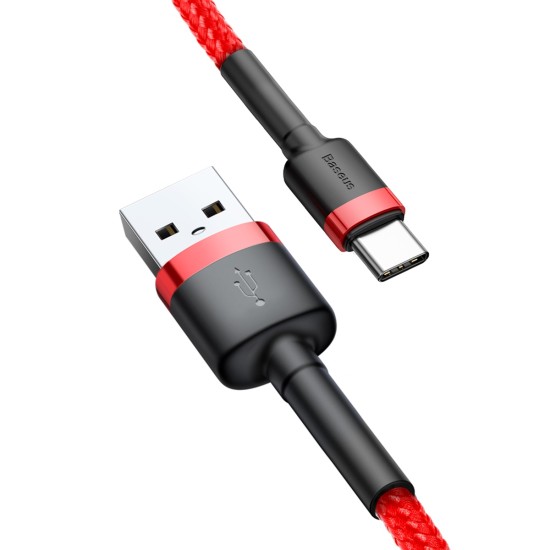 Baseus 1M Cafule 3A USB to Type-C cable - Sarkans - USB-C lādēšanas un datu kabelis / vads