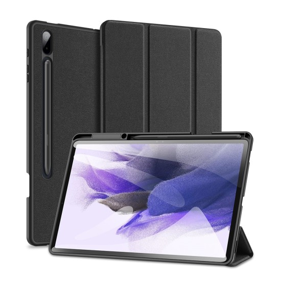 Dux Ducis Domo series priekš Samsung Galaxy Tab S7 FE T733 / T736 - Melns - sāniski atverams maciņš ar magnētu un stendu