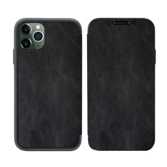 Eco Leather Book Case priekš Apple iPhone 12 Pro Max - Melns - mākslīgās ādas maciņš ar magnētu / sāniski atverama grāmatiņa