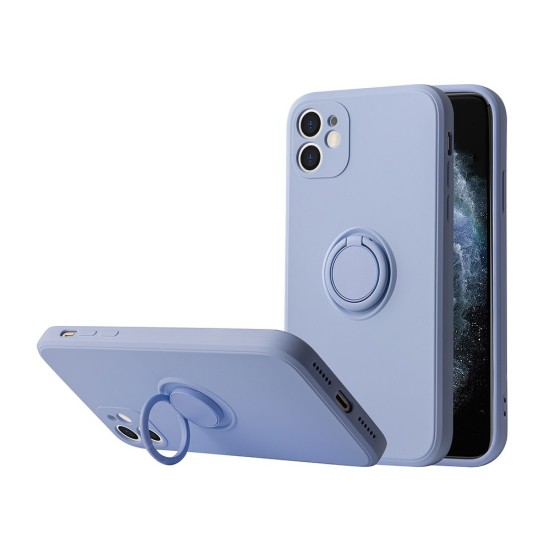 Pastel Ring Back Case priekš Apple iPhone 12 / 12 Pro - Gaiši Violets - silikona aizmugures apvalks ar gredzenu un auklu / bampers-vāciņš