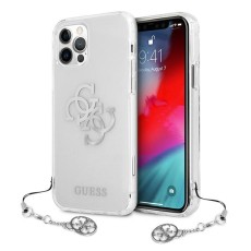 Guess Silver Charms Collection Back Case GUHCP12MKS4GSI priekš Apple iPhone 12 / 12 Pro - Caurspīdīgs / Sudrabains - silikona-plastikāta aizmugures apvalks / bampers-vāciņš