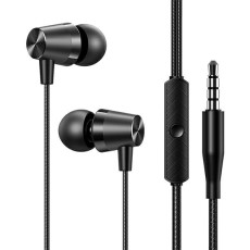 Usams EP-42 In-Ear Metal Earphone SJ475HSTZ01 jack 3.5mm - Melnas - Universālas stereo austiņas ar mikrofonu un pulti