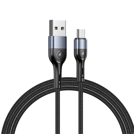 Usams 1M U55 Braided 2A USB to Micro USB cable - Melns - microUSB lādēšanas un datu kabelis / vads