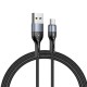 Usams 1M U55 Braided 2A USB to Micro USB cable - Melns - microUSB lādēšanas un datu kabelis / vads