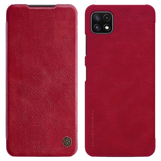 NILLKIN Qin Series Card Holder Leather Flip Case для Samsung Galaxy A22 5G A226 - Красный - чехол-книжка (кожаный чехол книжка, leather book wallet case cover)