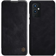 NILLKIN Qin Series Card Holder Leather Flip Case priekš OnePlus 9 - Melns - sāniski atverams maciņš / grāmatveida maks