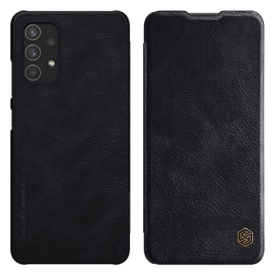 NILLKIN Qin Series Card Holder Leather Flip Case priekš Samsung Galaxy A32 4G A325 - Чёрный - чехол-книжка (кожаный чехол книжка, leather book wallet case cover)