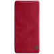 NILLKIN Qin Series Leather Flip Case priekš Samsung Galaxy S21 Ultra G998 - Sarkans - sāniski atverams maciņš (ādas maks, grāmatiņa, leather book wallet case cover)