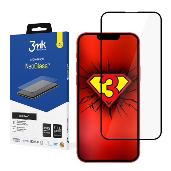 3MK NeoGlass Hybrid Tempered Glass / Film protector priekš Apple iPhone 13 mini - Melns - hibrīds ekrāna aizsargstikls / aizsargplēve
