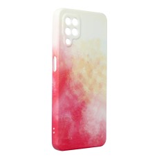 Forcell Pop Back Case priekš Samsung Galaxy A12 A125 - Balts / Sarkans - silikona aizmugures apvalks / bampers-vāciņš