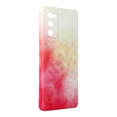 Forcell Pop Back Case priekš Samsung Galaxy S20 FE G780 - Balts / Sarkans - silikona aizmugures apvalks / bampers-vāciņš