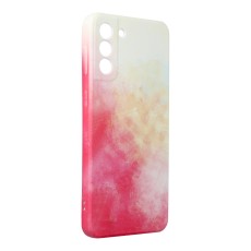 Forcell Pop Back Case priekš Samsung Galaxy S21 Plus G996 - Balts / Sarkans - silikona aizmugures apvalks / bampers-vāciņš