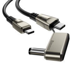 Baseus 2M 2in1 Flash 5A 100W Type-C to Type-C / 5.5 x 2.5 mm Laptop power cable priekš Macbook / Xiaomi / Asus / Toshiba / HP / Compaq / Lenovo - Melns - USB-C lādēšanas un datu kabelis / vads portatīvajiem datoriem