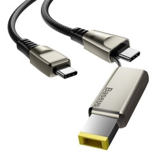 Baseus 2M 2in1 Flash 5A 100W Type-C to Type-C / DC Laptop power cable priekš Lenovo / IBM / Macbook / Xiaomi - Melns - USB-C lādēšanas un datu kabelis / vads portatīvajiem datoriem