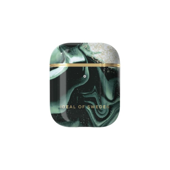 iDeal of Sweden Fashion Case priekš Apple Airpods - Golden Olive Marble - plastikāta apvalks bezvadu austiņu lādēšanas ierīcei