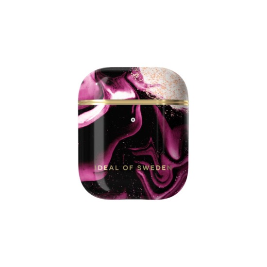 iDeal of Sweden Fashion Case priekš Apple Airpods - Golden Ruby Marble - plastikāta apvalks bezvadu austiņu lādēšanas ierīcei