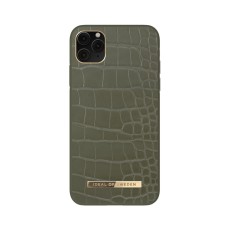 iDeal of Sweden Atelier AW21 Back Case priekš Apple iPhone 11 Pro Max - Khaki Croco - mākslīgās ādas aizmugures apvalks ar iebūvētu metālisku plāksni / bampers-vāciņš