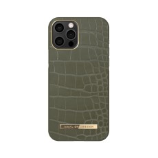 iDeal of Sweden Atelier AW21 Back Case priekš Apple iPhone 12 Pro Max - Khaki Croco - mākslīgās ādas aizmugures apvalks ar iebūvētu metālisku plāksni / bampers-vāciņš