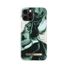 iDeal of Sweden Fashion AW21 Back Case priekš Apple iPhone 12 / 12 Pro - Golden Olive Marble - plastikāta aizmugures apvalks ar iebūvētu metālisku plāksni / bampers-vāciņš