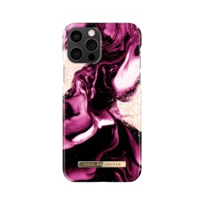iDeal of Sweden Fashion AW21 Back Case priekš Apple iPhone 12 / 12 Pro - Golden Ruby Marble - plastikāta aizmugures apvalks ar iebūvētu metālisku plāksni / bampers-vāciņš