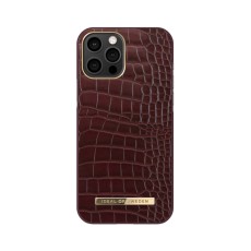iDeal of Sweden Atelier AW21 Back Case priekš Apple iPhone 12 Pro Max - Scarlet Croco - mākslīgās ādas aizmugures apvalks ar iebūvētu metālisku plāksni / bampers-vāciņš