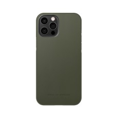 iDeal of Sweden Atelier AW21 Back Case priekš Apple iPhone 12 Pro Max - Intense Khaki - mākslīgās ādas aizmugures apvalks ar iebūvētu metālisku plāksni / bampers-vāciņš