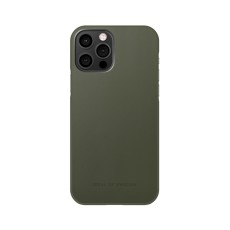 iDeal of Sweden Atelier AW21 Back Case priekš Apple iPhone 12 / 12 Pro - Intense Khaki - mākslīgās ādas aizmugures apvalks ar iebūvētu metālisku plāksni / bampers-vāciņš