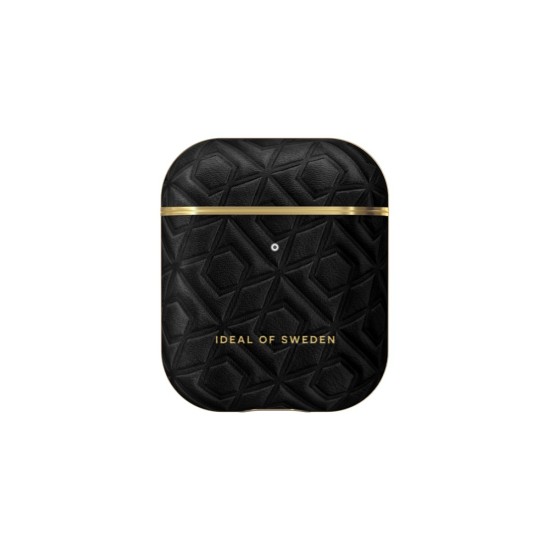 iDeal of Sweden Atelier Case priekš Apple Airpods - Embossed Black - mākslīgās ādas apvalks bezvadu austiņu lādēšanas ierīcei