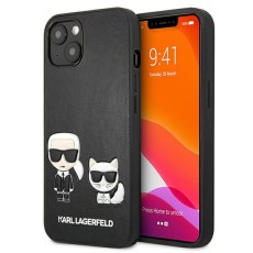 Karl Lagerfeld Ikonik Karl & Choupette series Back Case KLHCP13MPCUSKCBK priekš Apple iPhone 13 - Melns - mākslīgās ādas aizmugures apvalks / bampers-vāciņš
