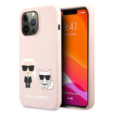 Karl Lagerfeld Silicone Karl & Choupette series Back Case KLHCP13LSSKCI priekš Apple iPhone 13 Pro - Gaiši Rozā - silikona aizmugures apvalks / bampers-vāciņš