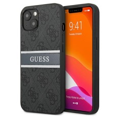 Guess 4G Stripe Collection Back Case GUHCP13S4GDGR priekš Apple iPhone 13 mini - Pelēks - mākslīgās ādas aizmugures apvalks / bampers-vāciņš