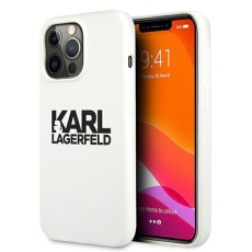 Karl Lagerfeld Silicone Stack Logo series Back Case KLHCP13LSLKLWH priekš Apple iPhone 13 Pro - Balts - silikona aizmugures apvalks / bampers-vāciņš