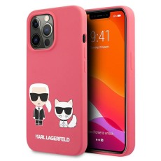 Karl Lagerfeld Silicone Karl & Choupette series Back Case KLHCP13LSSKCP priekš Apple iPhone 13 Pro - Rozā - silikona aizmugures apvalks / bampers-vāciņš