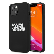 Karl Lagerfeld Silicone Stack Logo series Back Case KLHCP13MSLKLRBK priekš Apple iPhone 13 - Melns - silikona aizmugures apvalks / bampers-vāciņš