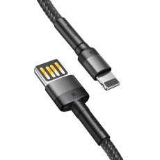 Baseus 1M Cafule SE 2.4A USB to Lightning cable - Melns - Apple iPhone / iPad lādēšanas un datu kabelis / vads