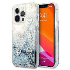 Guess Peony Liquid Glitter Collection Back Case GUHCP13LLGPEBL priekš Apple iPhone 13 Pro - Gaiši Zils - silkona-plastikāta aizmugures apvalks / bampers-vāciņš