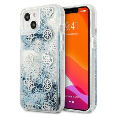 Guess Peony Liquid Glitter Collection Back Case GUHCP13MLGPEBL priekš Apple iPhone 13 - Gaiši Zils - silkona-plastikāta aizmugures apvalks / bampers-vāciņš