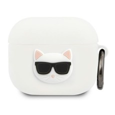 Karl Lagerfeld KLACA3SILCHWH Silicone Choupette Series Case priekš Apple Airpods 3 - Balts - silikona apvalks bezvadu austiņu lādēšanas ierīcei