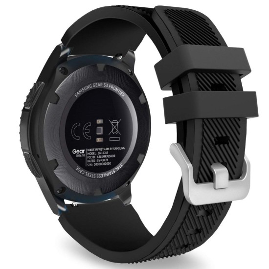 22mm Tech-Protect Silicone Smoothband Watch Strap - Melns - silikona siksniņas (jostas) priekš pulksteņiem