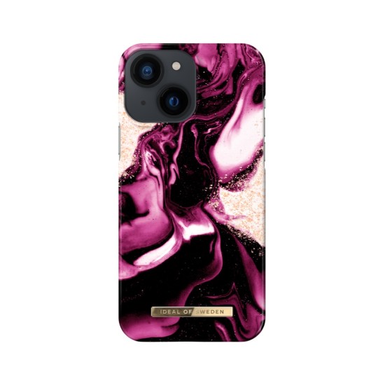 iDeal of Sweden Fashion AW21 Back Case priekš Apple iPhone 13 mini - Golden Ruby Marble - plastikāta aizmugures apvalks ar iebūvētu metālisku plāksni / bampers-vāciņš