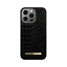 iDeal of Sweden Atelier AW20 Back Case priekš Apple iPhone 13 Pro - Neo Noir Croco - mākslīgās ādas aizmugures apvalks ar iebūvētu metālisku plāksni / bampers-vāciņš