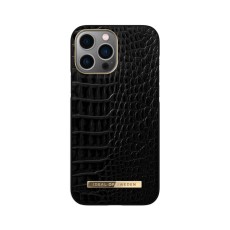 iDeal of Sweden Atelier AW20 Back Case priekš Apple iPhone 13 Pro Max - Neo Noir Croco - mākslīgās ādas aizmugures apvalks ar iebūvētu metālisku plāksni / bampers-vāciņš