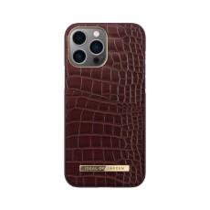 iDeal of Sweden Atelier AW21 Back Case priekš Apple iPhone 13 Pro Max - Scarlet Croco - mākslīgās ādas aizmugures apvalks ar iebūvētu metālisku plāksni / bampers-vāciņš