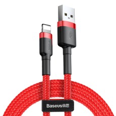 Baseus 1M Cafule 2.4A USB to Lightning cable - Sarkans / Melns - Apple iPhone / iPad lādēšanas un datu kabelis / vads