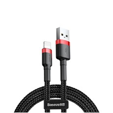 Baseus 1M Cafule 2.4A USB to Lightning cable - Melns / Sarkans - Apple iPhone / iPad lādēšanas un datu kabelis / vads
