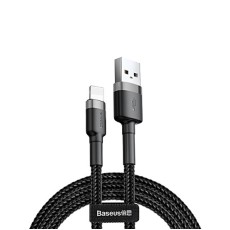 Baseus 1M Cafule 2.4A USB to Lightning cable - Melns / Pelēks - Apple iPhone / iPad lādēšanas un datu kabelis / vads