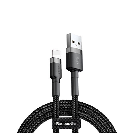 Baseus 1M Cafule 2.4A USB to Lightning cable - Melns / Pelēks - Apple iPhone / iPad lādēšanas un datu kabelis / vads