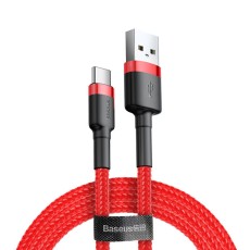 Baseus 3M Cafule 2A USB to Type-C cable - Sarkans - USB-C lādēšanas un datu kabelis / vads
