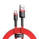 Baseus 3M Cafule 2A USB to Type-C cable - Sarkans - USB-C lādēšanas un datu kabelis / vads