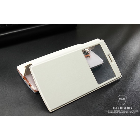 Kalaideng Sun series LG G4 H815 - Balts - sāniski atverams maciņš ar lodziņu un stendu (ādas maks, grāmatiņa, leather book wallet case cover stand)